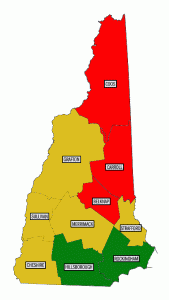 Map of New Hampshire Counties Demographic Winter